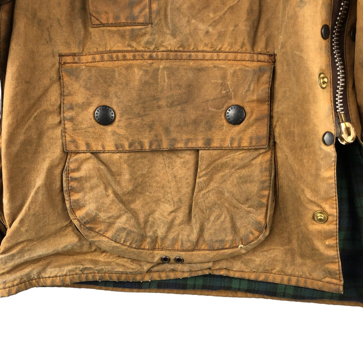 80s-90'S Barbour BEAUFORT 3 Warrant Oiled Hunting Jacket, Made in England, C46, Men's XL cotton Beige type Vintage Second Hand