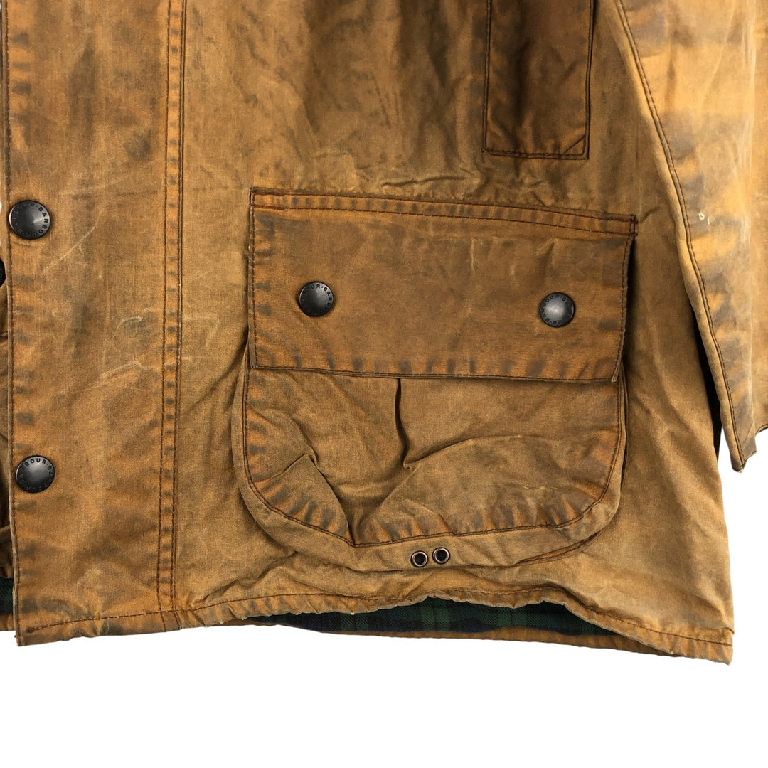 80s-90'S Barbour BEAUFORT 3 Warrant Oiled Hunting Jacket, Made in England, C46, Men's XL cotton Beige type Vintage Second Hand