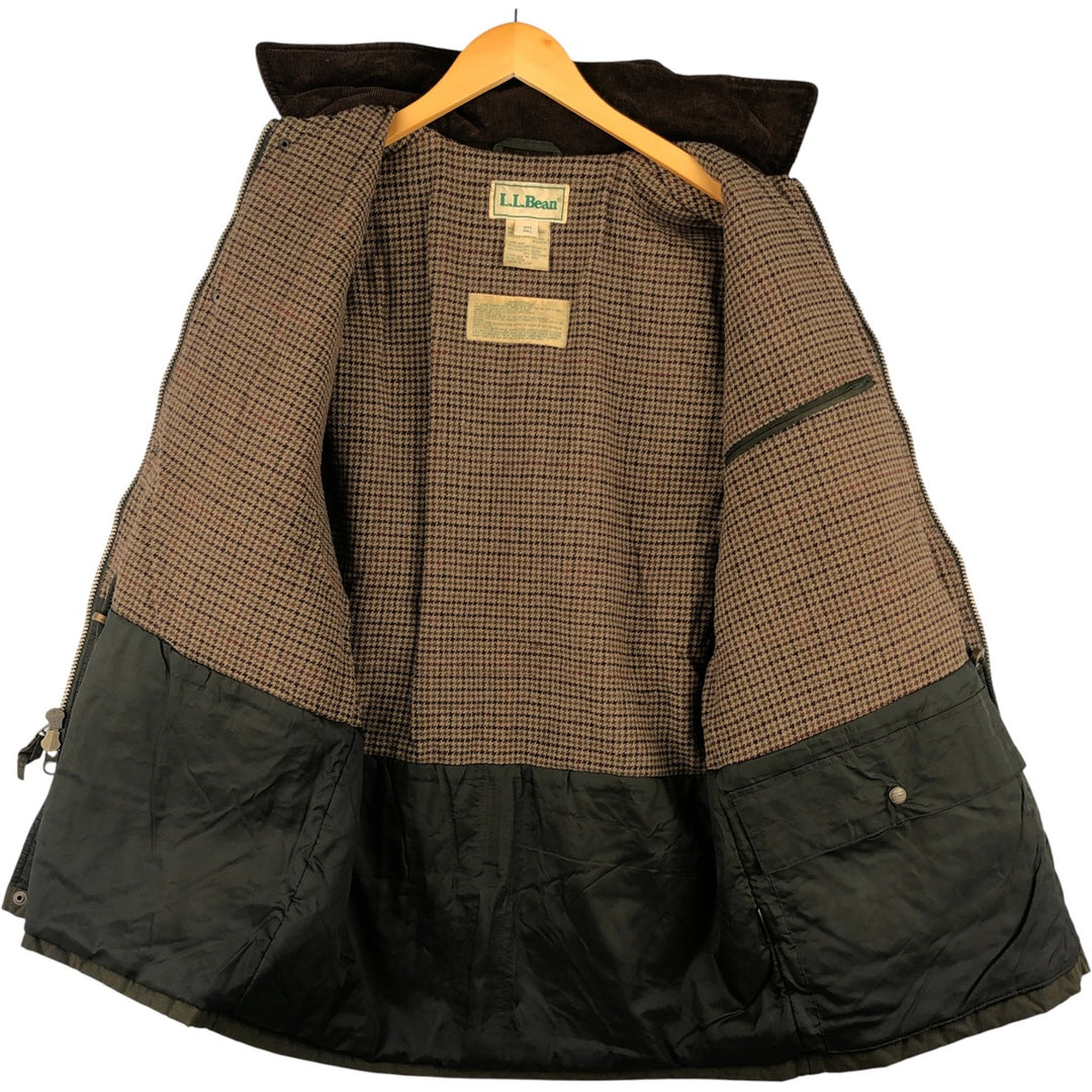 90s-00'S LLBean Waxed Cotton Oiled Padded Jacket, Men's Size Small cotton Khaki type Vintage Second Hand