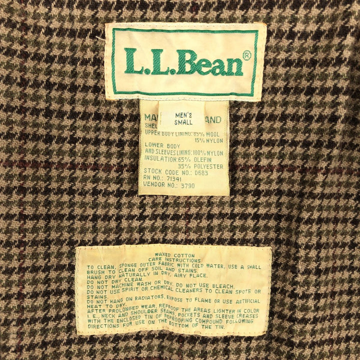 90s-00'S LLBean Waxed Cotton Oiled Padded Jacket, Men's Size Small cotton Khaki type Vintage Second Hand