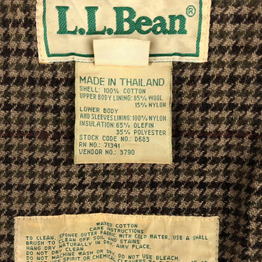 90s-00'S LLBean Waxed Cotton Oiled Padded Jacket, Men's Size Small cotton Khaki type Vintage Second Hand