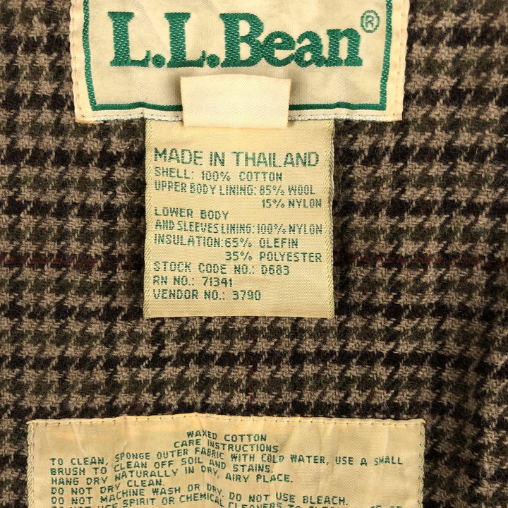 90s-00'S LLBean Waxed Cotton Oiled Padded Jacket, Men's Size Small cotton Khaki type Vintage Second Hand