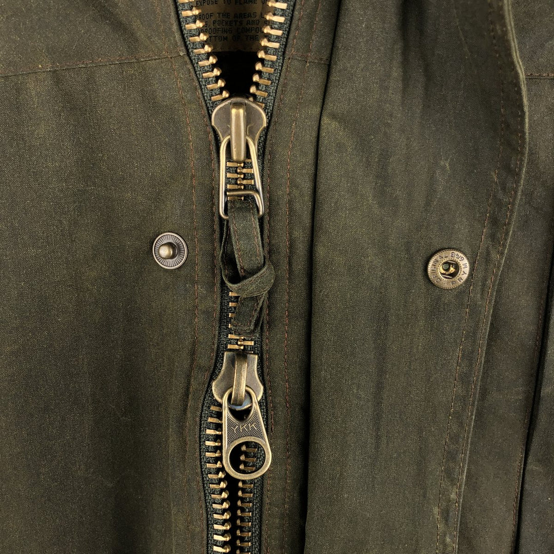 90s-00'S LLBean Waxed Cotton Oiled Padded Jacket, Men's Size Small cotton Khaki type Vintage Second Hand