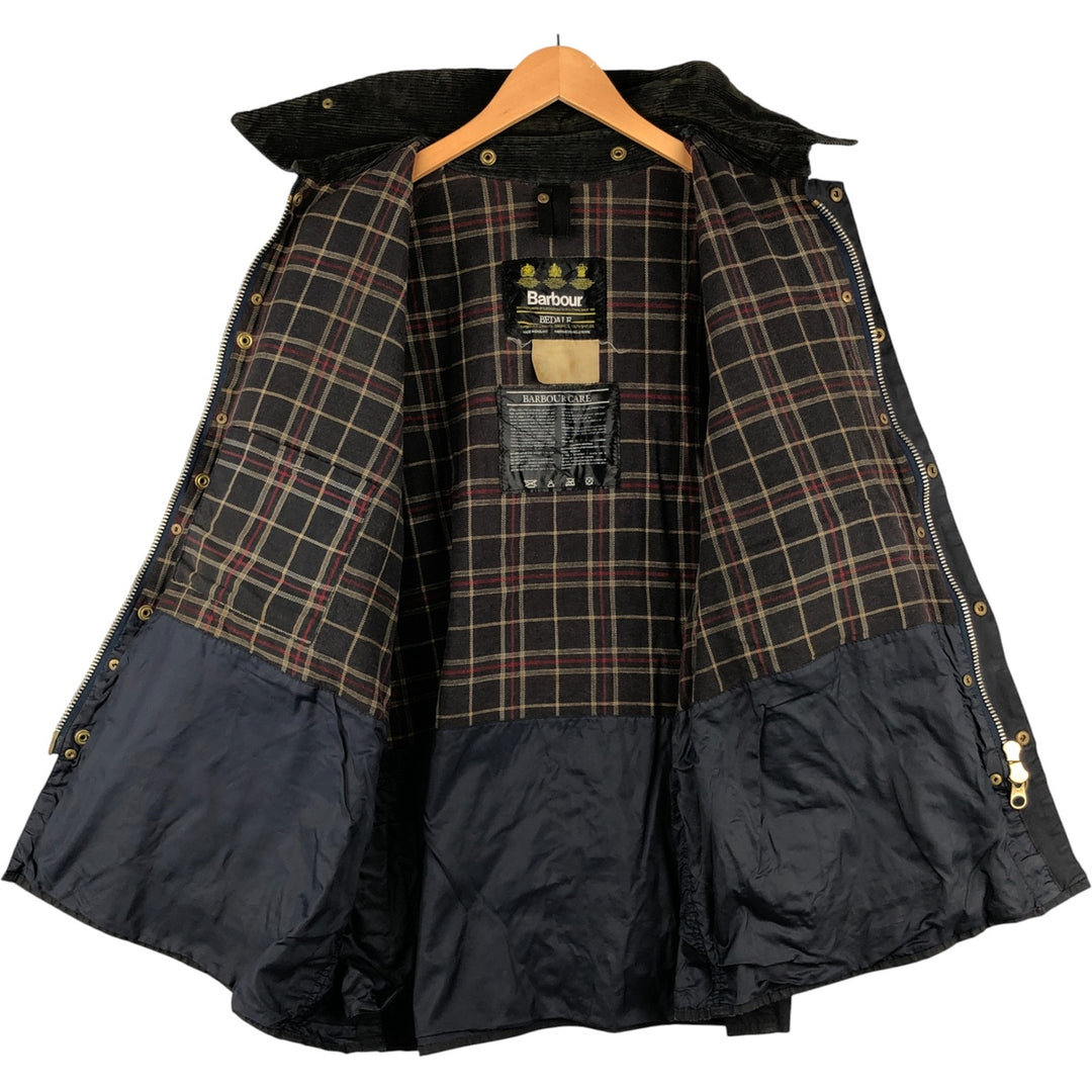 80s-90'S Barbour Bedale (formerly 3 Warrant) Waxed Cotton Oiled Jacket, Made in England, Men's XL unclear navy blue type Vintage Second Hand