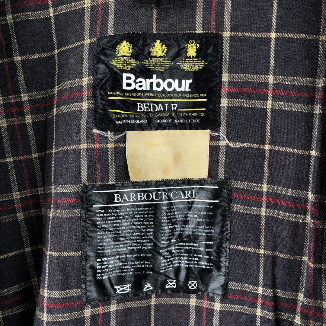 80s-90'S Barbour Bedale (formerly 3 Warrant) Waxed Cotton Oiled Jacket, Made in England, Men's XL unclear navy blue type Vintage Second Hand
