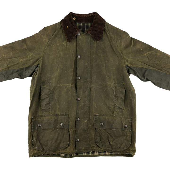 80s-90'S Barbour BEAUFORT 3 Warrant Oiled Hunting Jacket, Made in England, C42, Men's Size L cotton Khaki type Vintage Second Hand