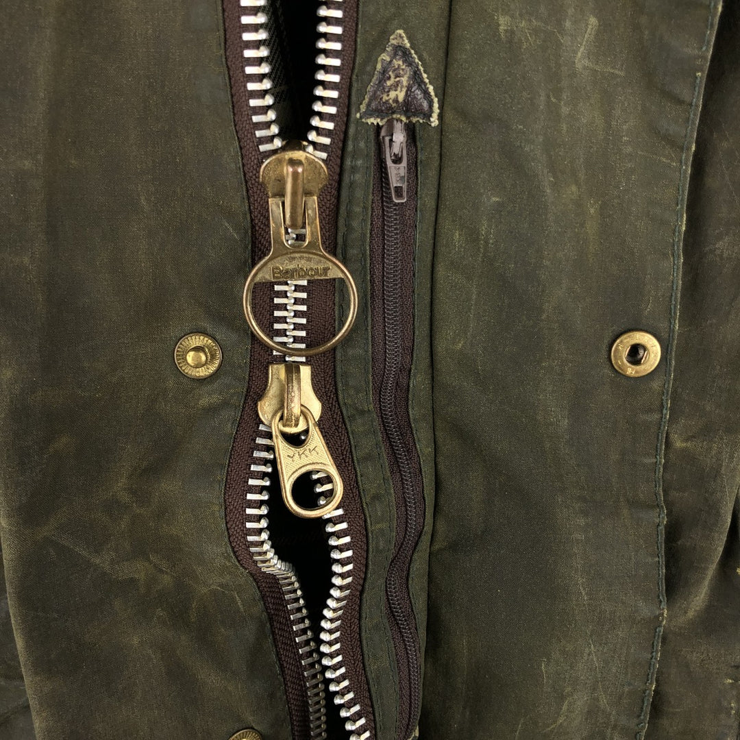 80s-90'S Barbour BEAUFORT 3 Warrant Oiled Hunting Jacket, Made in England, C42, Men's Size L cotton Khaki type Vintage Second Hand