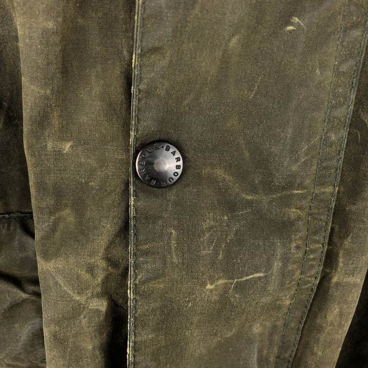 80s-90'S Barbour BEAUFORT 3 Warrant Oiled Hunting Jacket, Made in England, C42, Men's Size L cotton Khaki type Vintage Second Hand