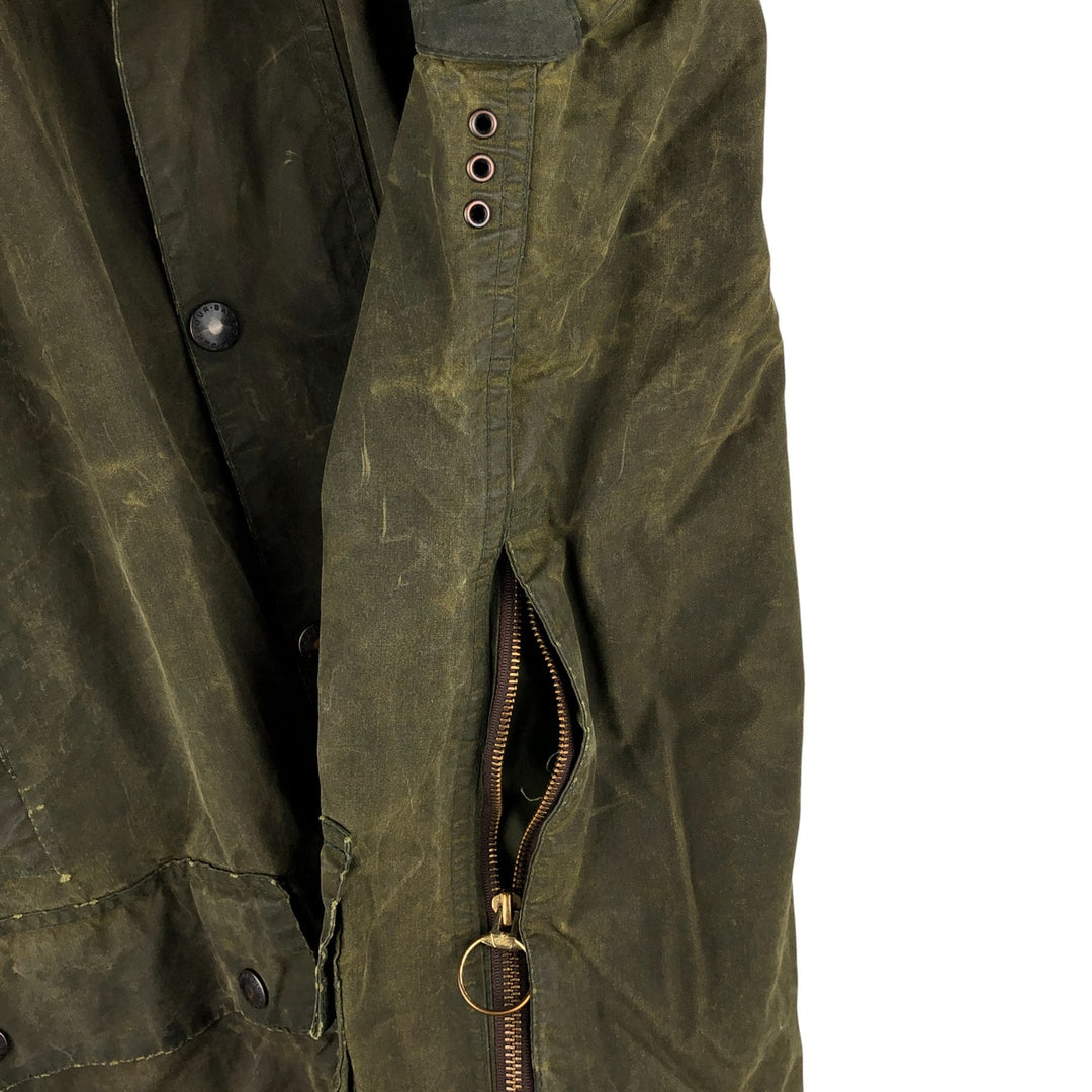 80s-90'S Barbour BEAUFORT 3 Warrant Oiled Hunting Jacket, Made in England, C42, Men's Size L cotton Khaki type Vintage Second Hand