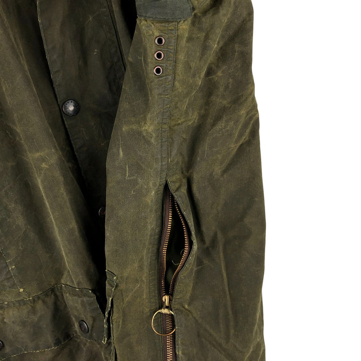 80s-90'S Barbour BEAUFORT 3 Warrant Oiled Hunting Jacket, Made in England, C42, Men's Size L cotton Khaki type Vintage Second Hand