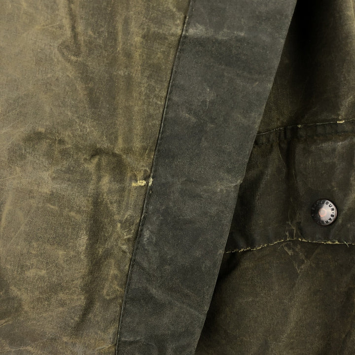 80s-90'S Barbour BEAUFORT 3 Warrant Oiled Hunting Jacket, Made in England, C42, Men's Size L cotton Khaki type Vintage Second Hand