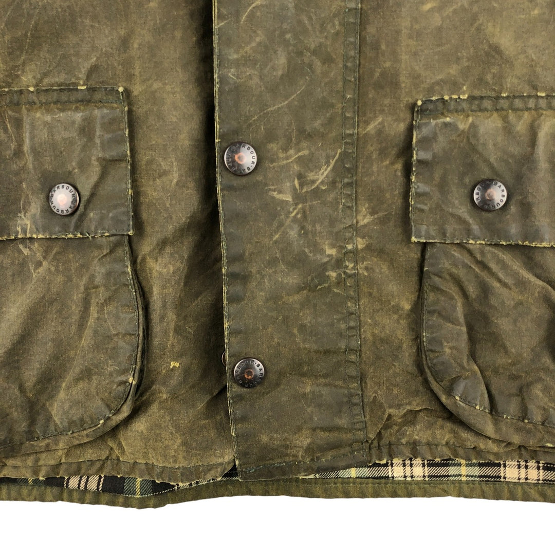 80s-90'S Barbour BEAUFORT 3 Warrant Oiled Hunting Jacket, Made in England, C42, Men's Size L cotton Khaki type Vintage Second Hand