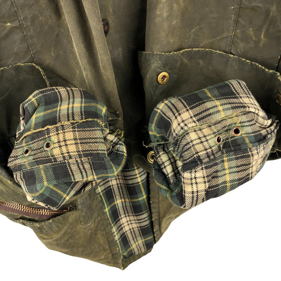 80s-90'S Barbour BEAUFORT 3 Warrant Oiled Hunting Jacket, Made in England, C42, Men's Size L cotton Khaki type Vintage Second Hand