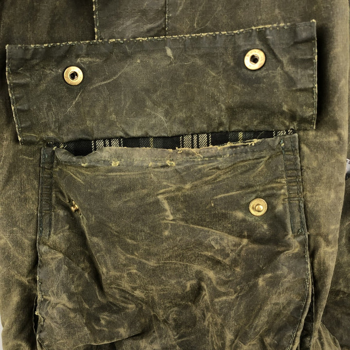 80s-90'S Barbour BEAUFORT 3 Warrant Oiled Hunting Jacket, Made in England, C42, Men's Size L cotton Khaki type Vintage Second Hand