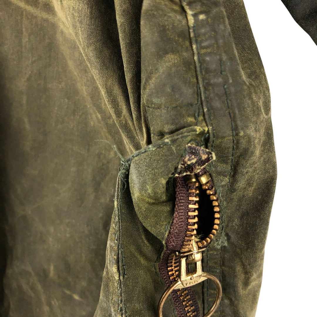 80s-90'S Barbour BEAUFORT 3 Warrant Oiled Hunting Jacket, Made in England, C42, Men's Size L cotton Khaki type Vintage Second Hand