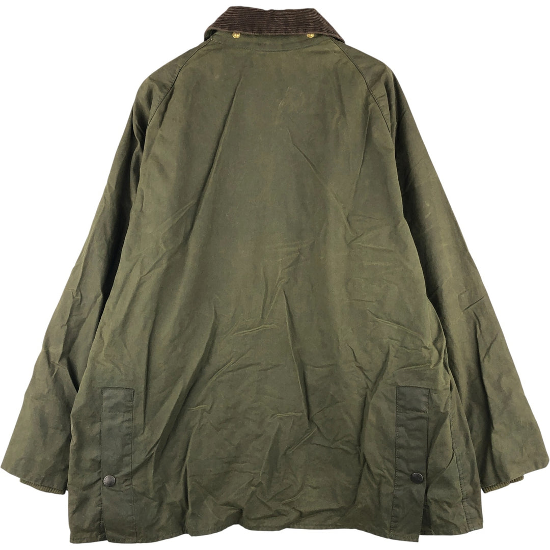1990'S Barbour Bedale 3-Warrant Waxed Cotton Oiled Jacket, Made in England, C44, Men's Size L cotton Khaki type Vintage Second Hand