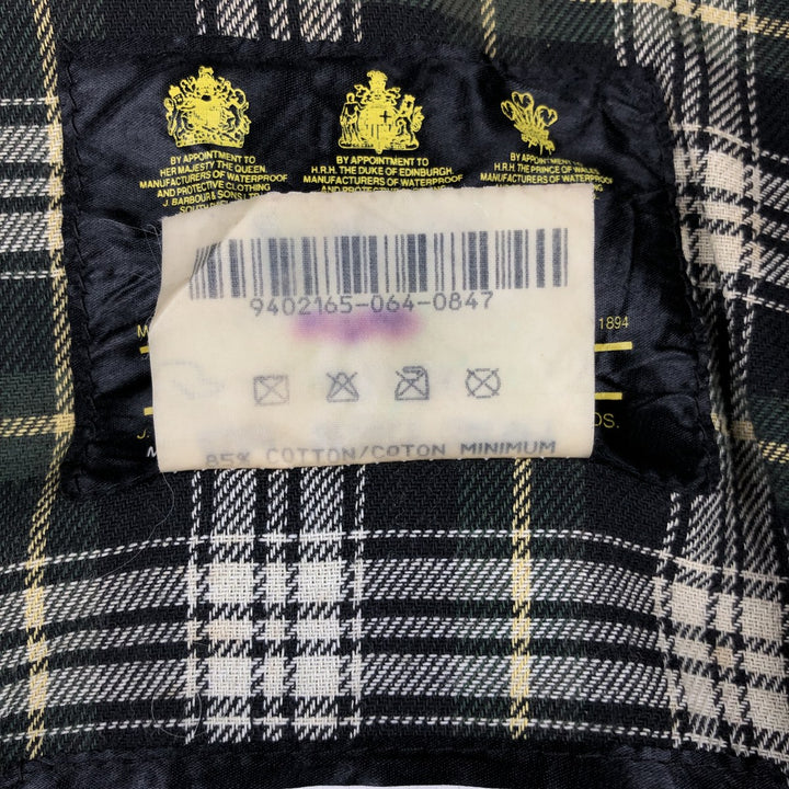 1990'S Barbour Bedale 3-Warrant Waxed Cotton Oiled Jacket, Made in England, C44, Men's Size L cotton Khaki type Vintage Second Hand