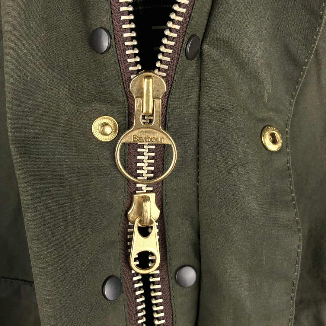 1990'S Barbour Bedale 3-Warrant Waxed Cotton Oiled Jacket, Made in England, C44, Men's Size L cotton Khaki type Vintage Second Hand