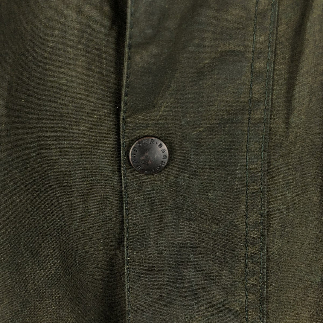 1990'S Barbour Bedale 3-Warrant Waxed Cotton Oiled Jacket, Made in England, C44, Men's Size L cotton Khaki type Vintage Second Hand