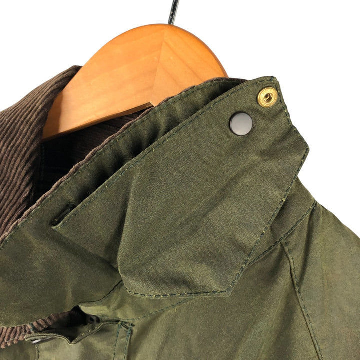 1990'S Barbour Bedale 3-Warrant Waxed Cotton Oiled Jacket, Made in England, C44, Men's Size L cotton Khaki type Vintage Second Hand