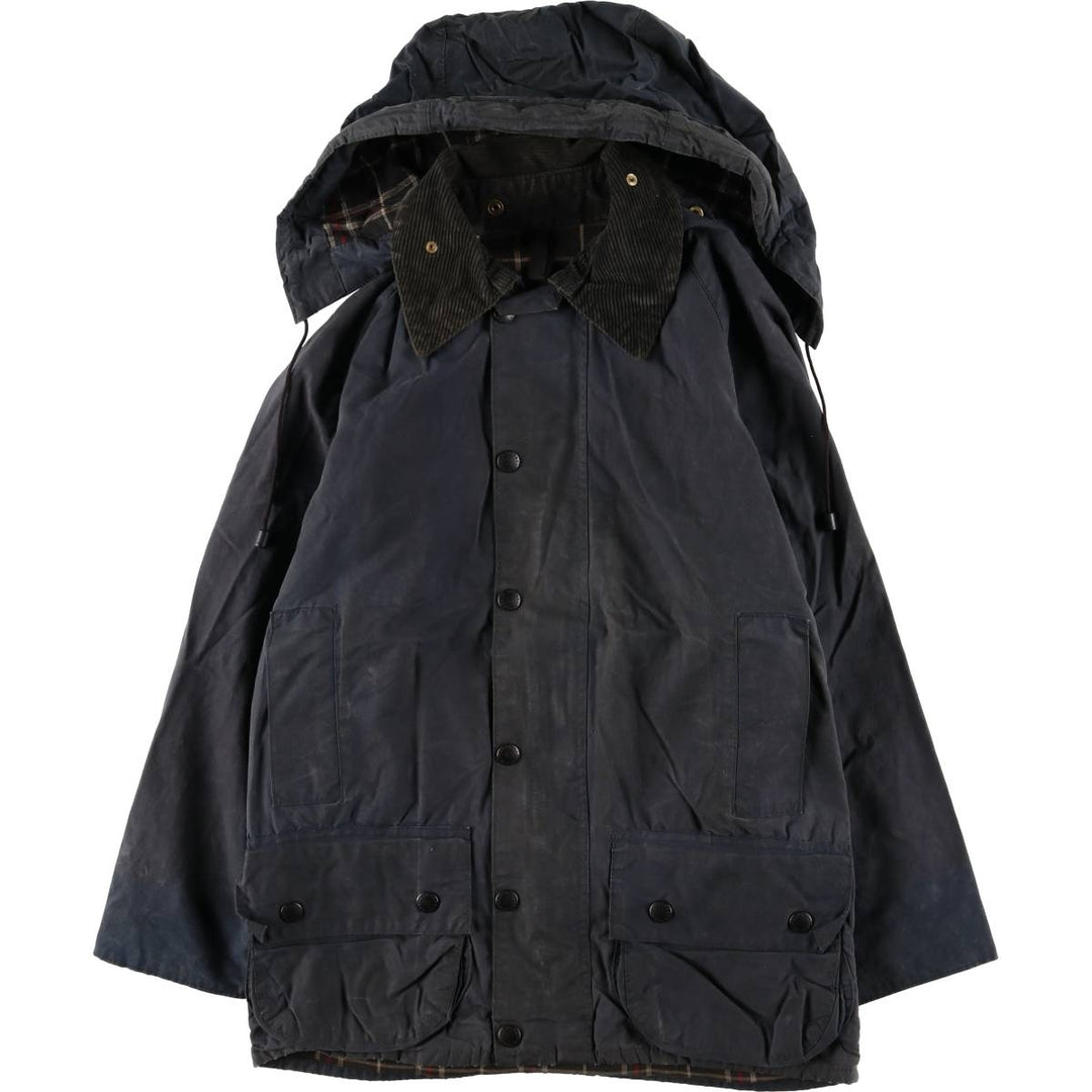 1980s-1990'S Barbour Beaufort 3 Warrant Hooded Oiled Hunting Jacket, Made in England, C34, Men's Size XS cotton navy blue type Vintage Second Hand