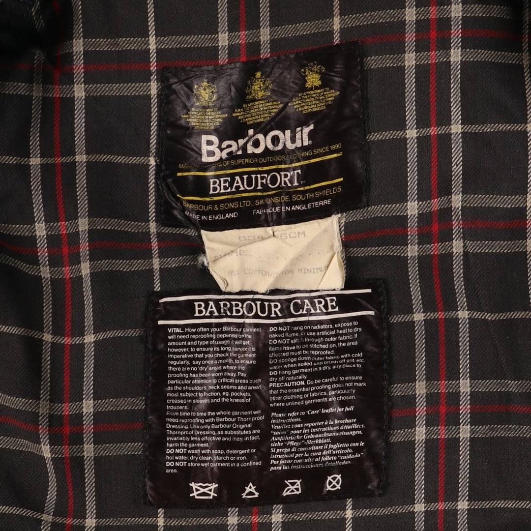 1980s-1990'S Barbour Beaufort 3 Warrant Hooded Oiled Hunting Jacket, Made in England, C34, Men's Size XS cotton navy blue type Vintage Second Hand