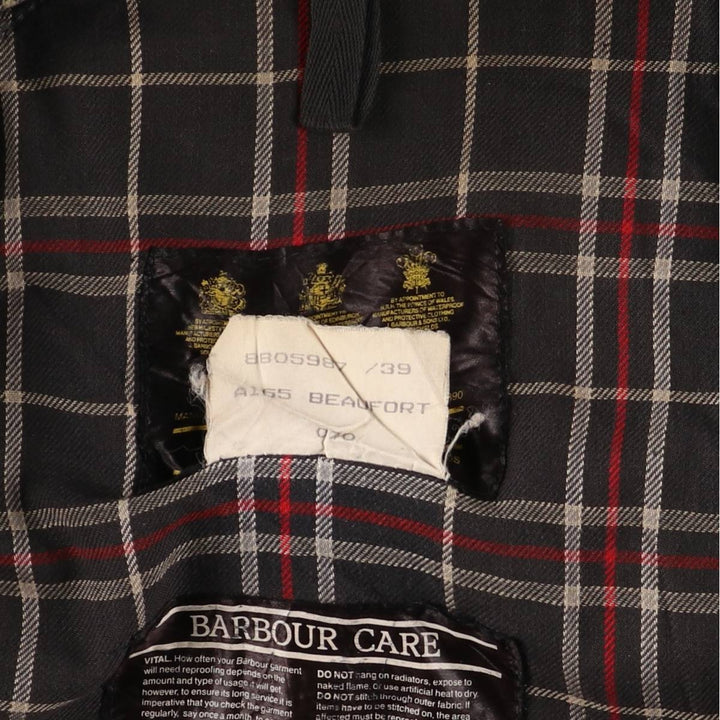 1980s-1990'S Barbour Beaufort 3 Warrant Hooded Oiled Hunting Jacket, Made in England, C34, Men's Size XS cotton navy blue type Vintage Second Hand