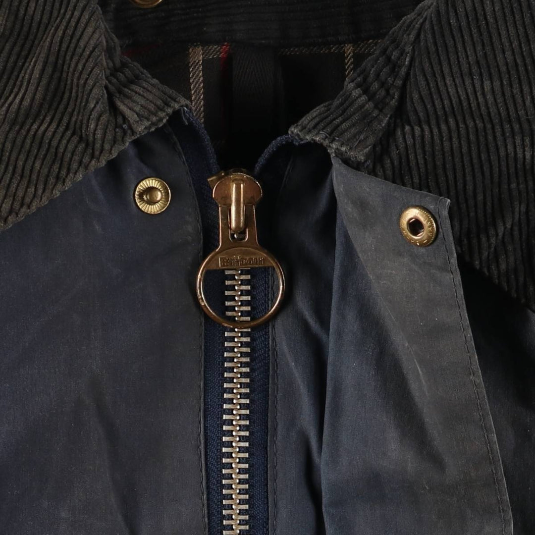 1980s-1990'S Barbour Beaufort 3 Warrant Hooded Oiled Hunting Jacket, Made in England, C34, Men's Size XS cotton navy blue type Vintage Second Hand