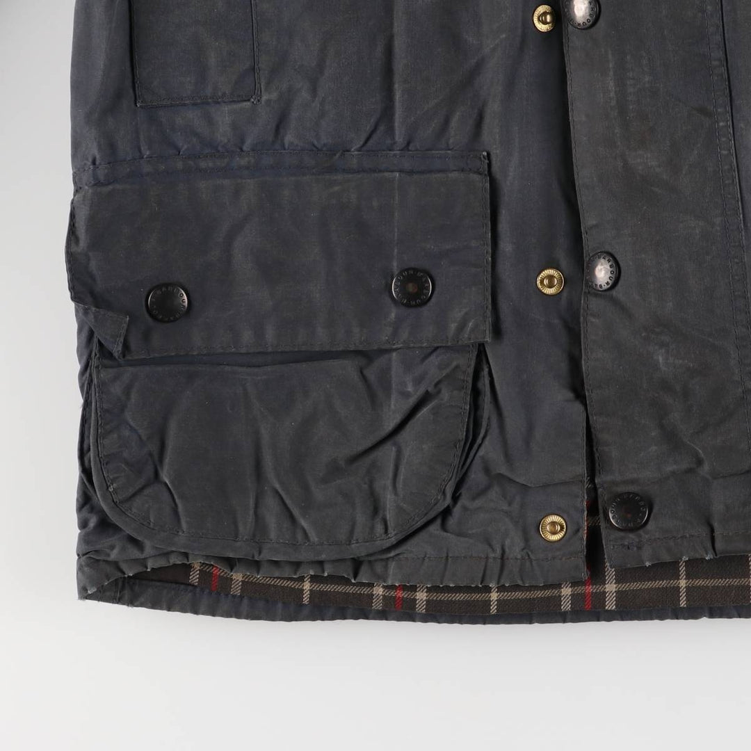 1980s-1990'S Barbour Beaufort 3 Warrant Hooded Oiled Hunting Jacket, Made in England, C34, Men's Size XS cotton navy blue type Vintage Second Hand
