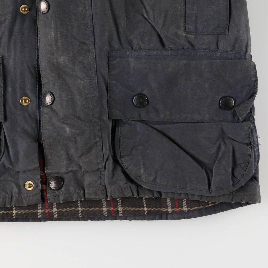 1980s-1990'S Barbour Beaufort 3 Warrant Hooded Oiled Hunting Jacket, Made in England, C34, Men's Size XS cotton navy blue type Vintage Second Hand