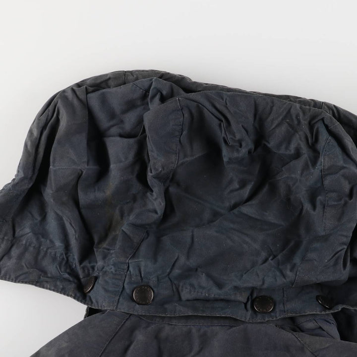 1980s-1990'S Barbour Beaufort 3 Warrant Hooded Oiled Hunting Jacket, Made in England, C34, Men's Size XS cotton navy blue type Vintage Second Hand