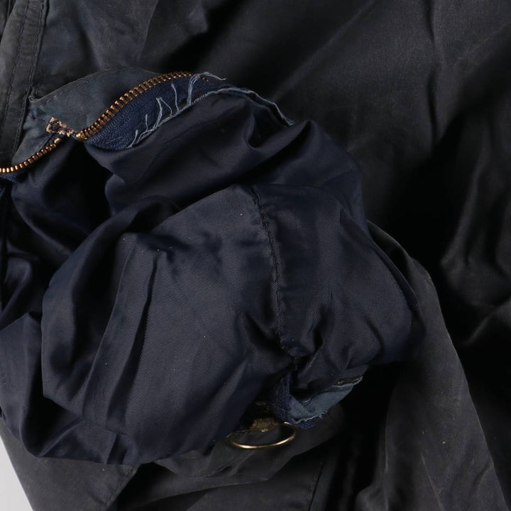 1980s-1990'S Barbour Beaufort 3 Warrant Hooded Oiled Hunting Jacket, Made in England, C34, Men's Size XS cotton navy blue type Vintage Second Hand