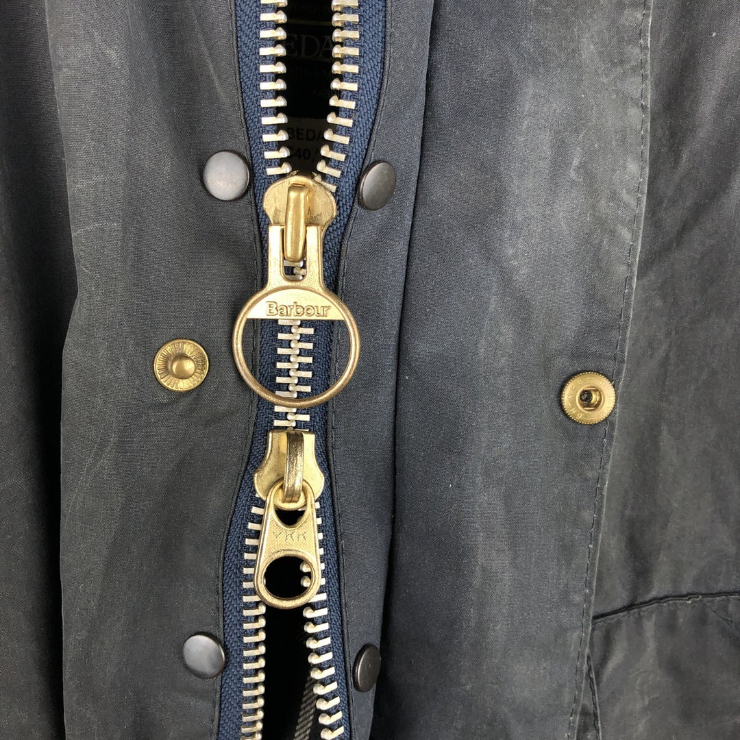 1990'S Barbour Bedale (formerly 3 Warrant) waxed cotton oiled jacket, made in England, C40, men's size M cotton navy blue type Vintage Second Hand