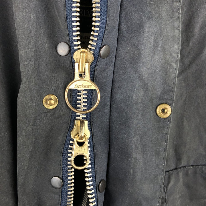 1990'S Barbour Bedale (formerly 3 Warrant) waxed cotton oiled jacket, made in England, C40, men's size M cotton navy blue type Vintage Second Hand