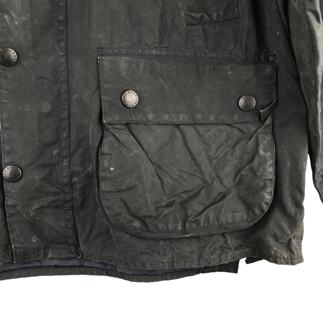 1990'S Barbour Bedale (formerly 3 Warrant) waxed cotton oiled jacket, made in England, C40, men's size M cotton navy blue type Vintage Second Hand