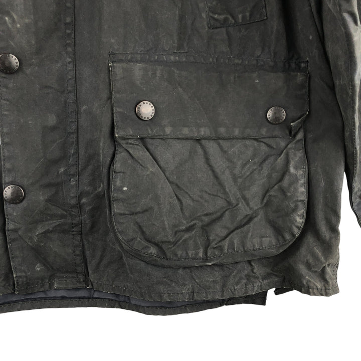 1990'S Barbour Bedale (formerly 3 Warrant) waxed cotton oiled jacket, made in England, C40, men's size M cotton navy blue type Vintage Second Hand