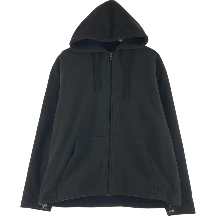 Champion Fleece Full Zip Hoodie, Men's Size L polyester Charcoal Vintage Second Hand