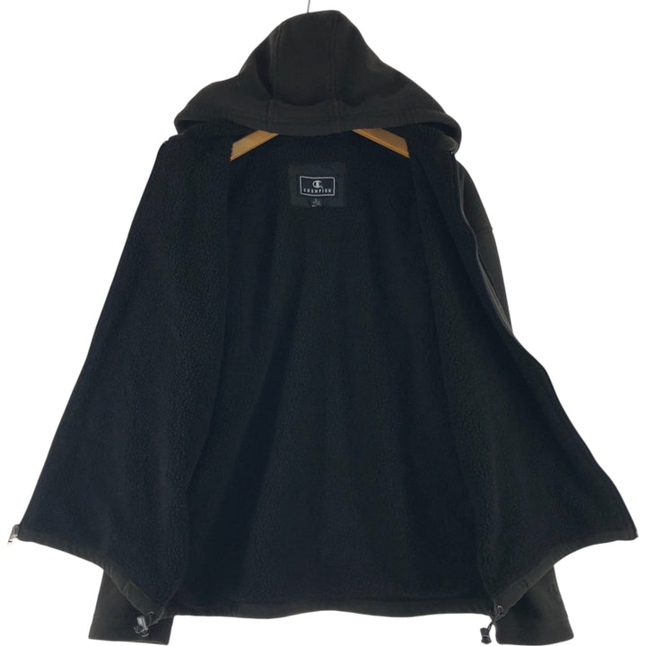 Champion Fleece Full Zip Hoodie, Men's Size L polyester Charcoal Vintage Second Hand