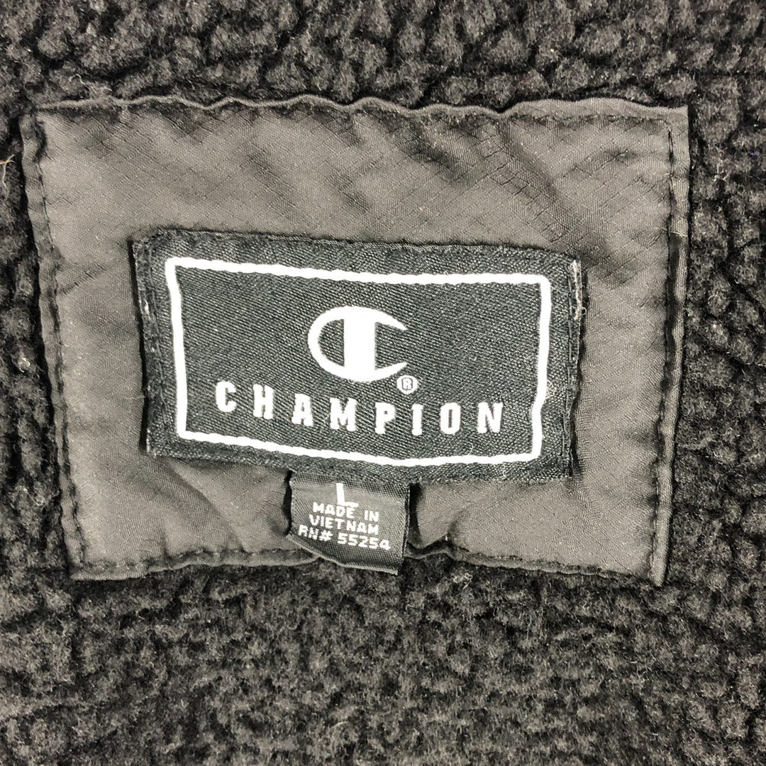Champion Fleece Full Zip Hoodie, Men's Size L polyester Charcoal Vintage Second Hand