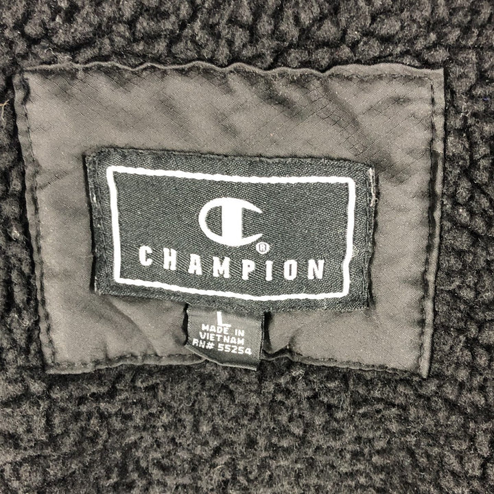 Champion Fleece Full Zip Hoodie, Men's Size L polyester Charcoal Vintage Second Hand