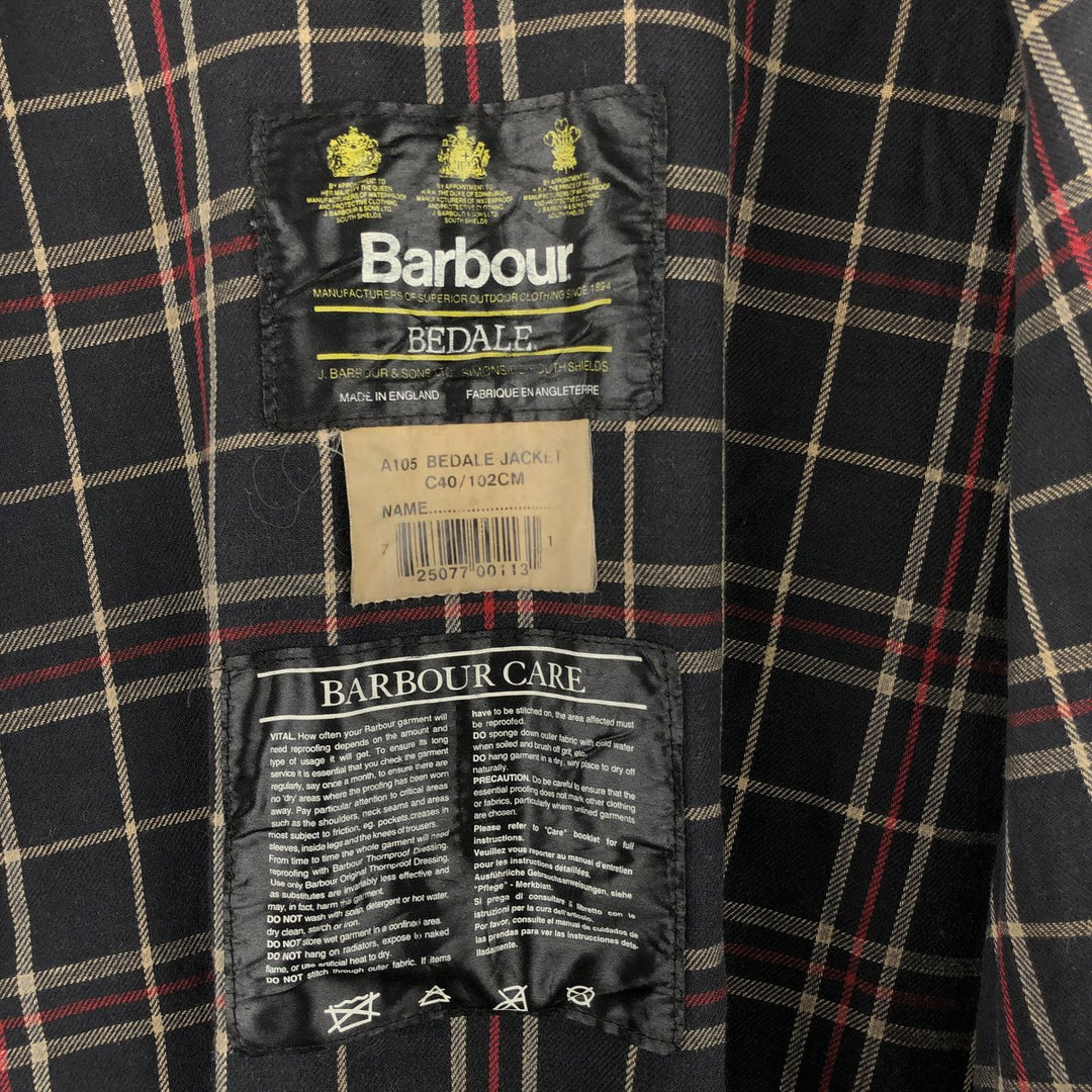 1990'S Barbour Bedale (formerly 3 Warrant) waxed cotton oiled jacket, made in England, C40, men's size M cotton Charcoal Vintage Second Hand