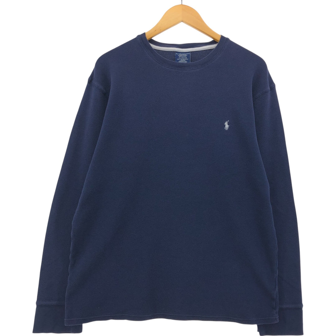Ralph Lauren POLO RALPH LAUREN SLEEPWEAR Thermal Long T-shirt Waffle Men's XXL cotton navy blue type Vintage Second Hand