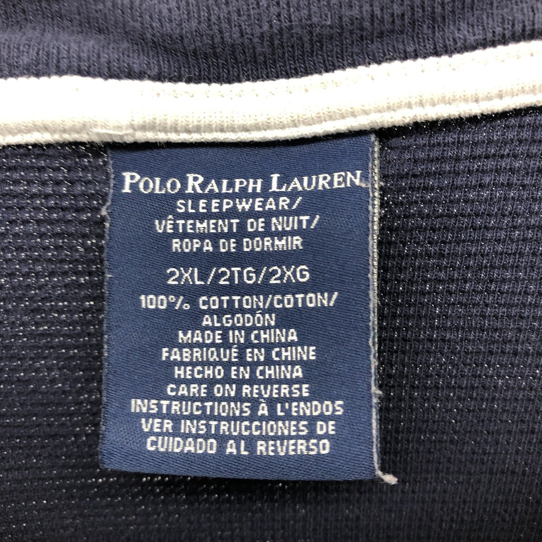 Ralph Lauren POLO RALPH LAUREN SLEEPWEAR Thermal Long T-shirt Waffle Men's XXL cotton navy blue type Vintage Second Hand