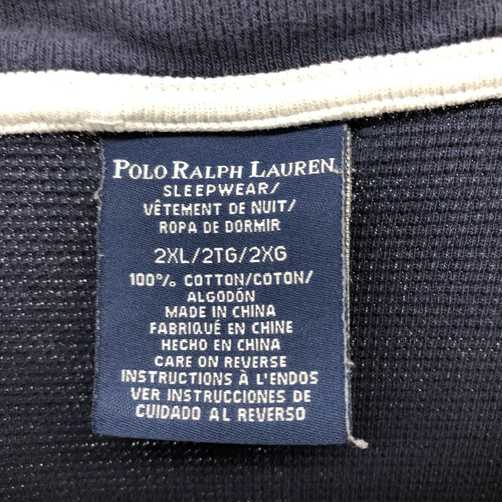 Ralph Lauren POLO RALPH LAUREN SLEEPWEAR Thermal Long T-shirt Waffle Men's XXL cotton navy blue type Vintage Second Hand