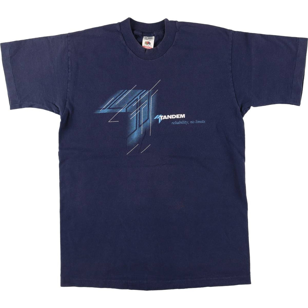 90'S Fruit of the Loom printed T-shirt, men's size M, vintage cotton navy blue type Vintage Second Hand