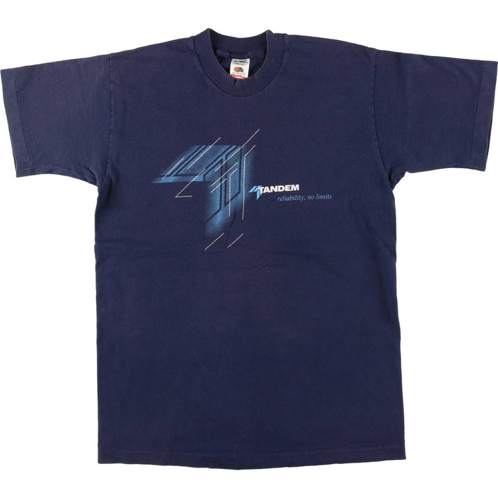 90'S Fruit of the Loom printed T-shirt, men's size M, vintage cotton navy blue type Vintage Second Hand