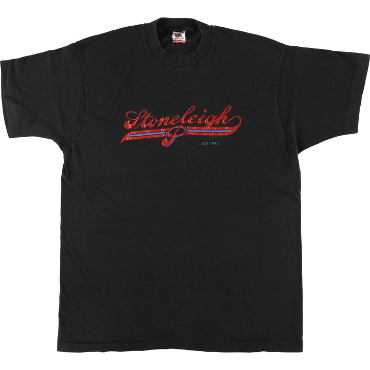 90'S Fruit of the Loom printed T-shirt, made in the USA, men's XL size, vintage cotton black type Vintage Second Hand