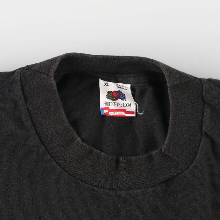 90'S Fruit of the Loom printed T-shirt, made in the USA, men's XL size, vintage cotton black type Vintage Second Hand