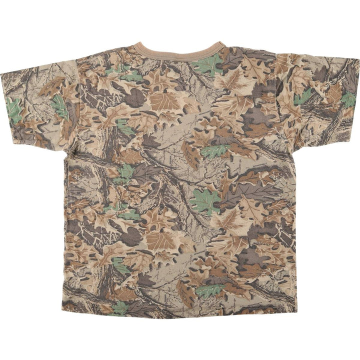 90'S SPARTAN Camouflage Pattern Real Tree Camo Pocket T-Shirt Made in USA Men's L Size Vintage cotton Khaki type sage green Vintage Second Hand