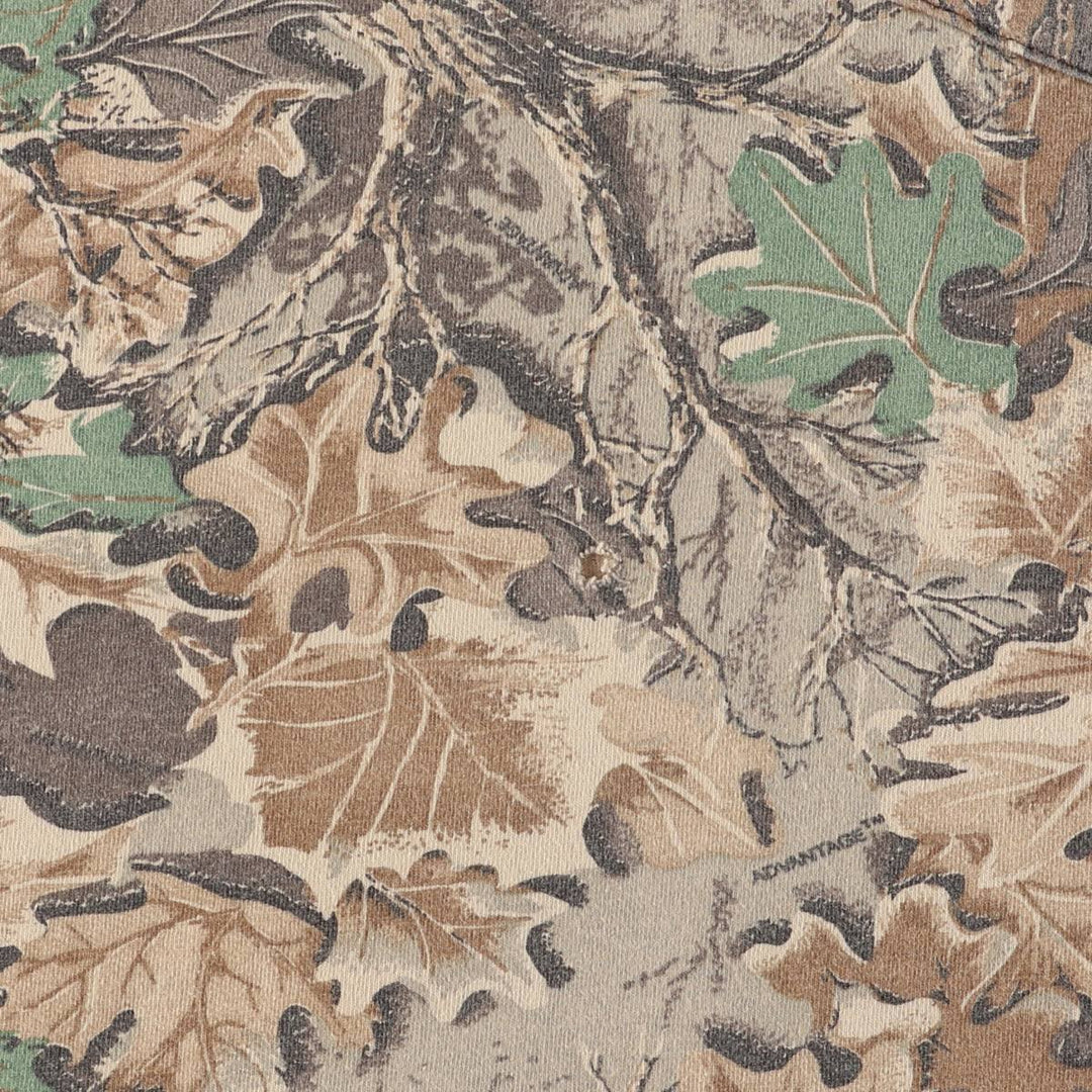 90'S SPARTAN Camouflage Pattern Real Tree Camo Pocket T-Shirt Made in USA Men's L Size Vintage cotton Khaki type sage green Vintage Second Hand